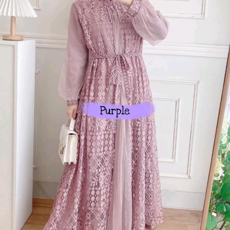 HARVA BRUKAT DRESS / DRESS  PESTA /  DRESS KONDANGAN / DRESS SERAGAMAN 4