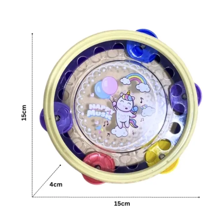 Mainan Musik Tamborin Anak BU 01 - Alat Musik Satuan Random dari Plastik ABS dengan Ukuran 15x15x4cm