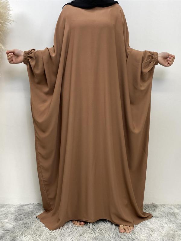 Women's Plain Batwing Sleeve Zipper Kaftan, Esme Kaftan Dress, Butterfly Abaya, Asian Suits Eid, Modest Clothes, Modest Loose Long Sleeve Maxi Dress for Spring & Fall, Modest Holiday Outfits, Kaftans for Women 8