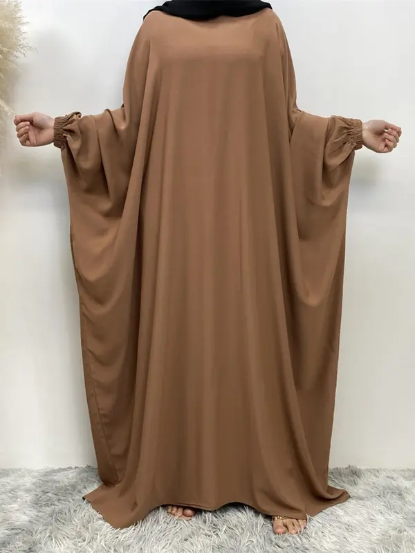 Women's Plain Batwing Sleeve Zipper Kaftan, Esme Kaftan Dress, Butterfly Abaya, Asian Suits Eid, Modest Clothes, Modest Loose Long Sleeve Maxi Dress for Spring & Fall, Modest Holiday Outfits, Kaftans for Women 8