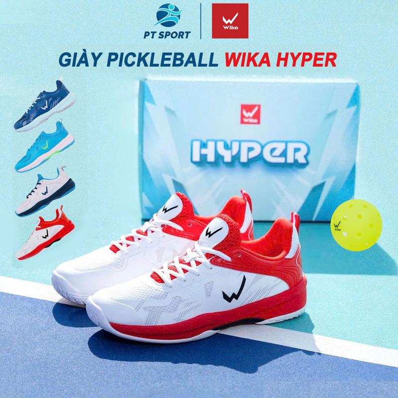 Giày Thể Thao Pickleball, Cầu Lông Wika Hyper Chính Hãng Màu Trắng Đỏ Da TPU Chống Xước Đệm Đế Giữa EVA Giảm Chấn - Sport, Sneaker Nam