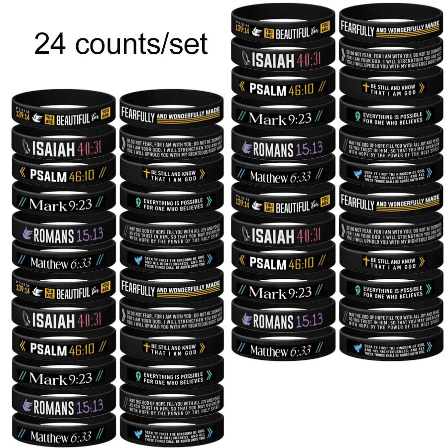 Bible Verse Silicone Rubber Bracelet, 1 Set Christian Inspirational Daily Bible Verse Wristband for Men Women, Religious Gift for Men Women, Men Gifts