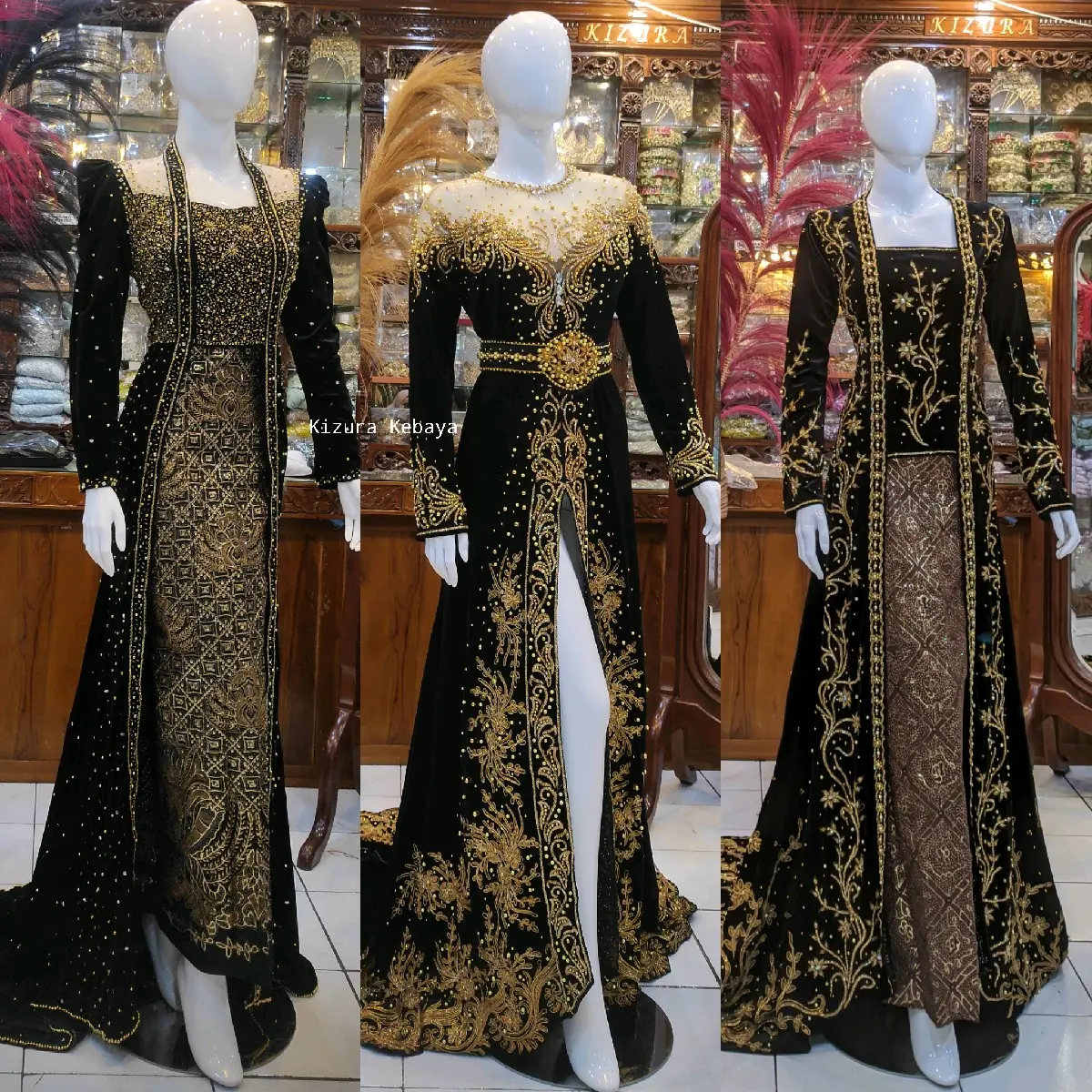 Kebaya Bludru Pengantin Mewah Tunik / Ekor