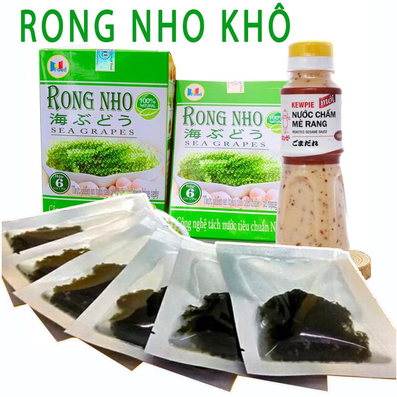 [ Hộp 6 Gói X 20g ] Rong Nho N.Food + Kèm Xốt Mè Rang 1 Chai 180ml