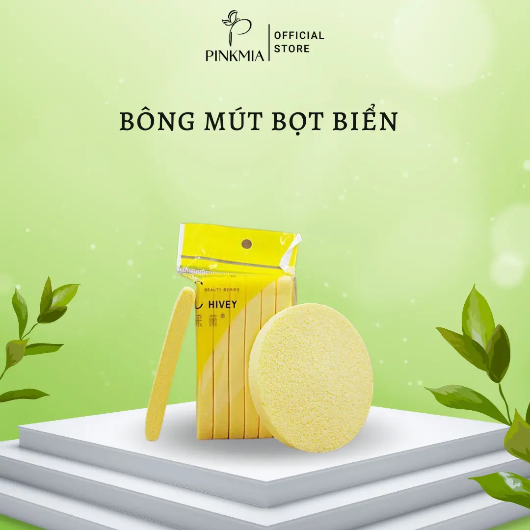 Gói Bông Mút Bọt Biển Rửa Mặt Chlvey Pinkmia (1 Gói 12 Miếng), Bông Nở Rửa Mặt Dai Mềm Mịn