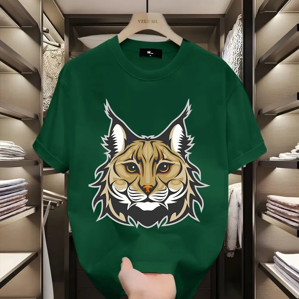 Áo Thun Nam, Lynx, 100% Cotton, ngắn Tay, In Hình Mèo