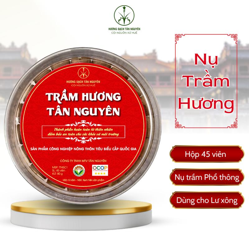 Nụ Trầm Hương Tân Nguyên Hộp 45 Viên, Trầm Sạch Huế Nguyên Chất Tự Nhiên, Sản Phẩm OCOP 4 Sao - Thơm Tự Nhiên, Thư Giãn, Xông Phòng, Dùng Cúng, Thiền, Khử Mùi, Thanh Lọc Không Khí, Dễ Ngủ, Tĩnh Tâm, Khử Ẩm Mốc, Dầu Thơm Phòng