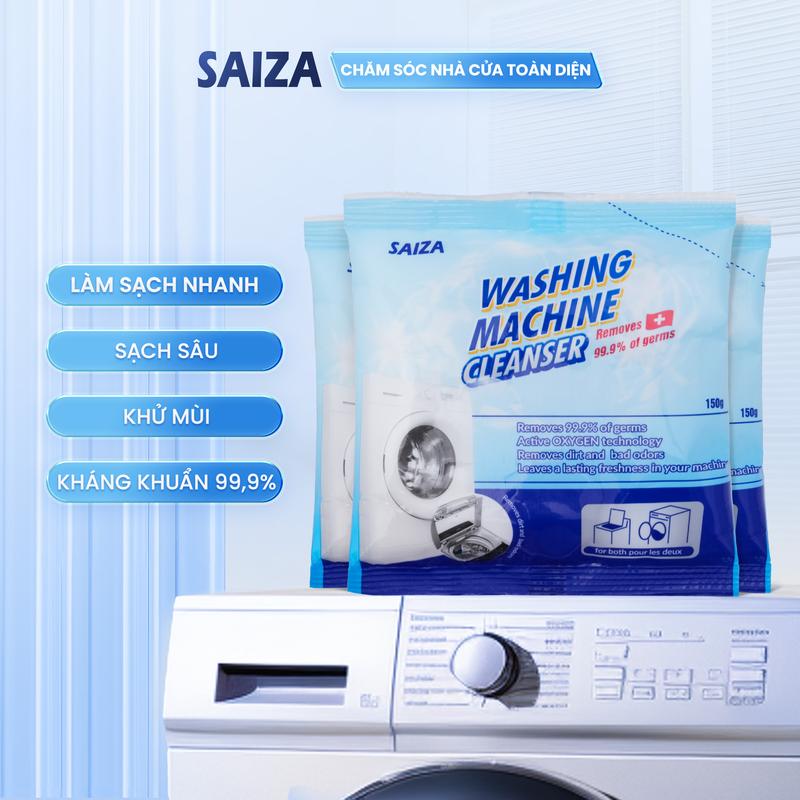 Bột tẩy lồng máy giặt SAIZA 1 gói bột 150gr  - Vệ sinh lồng giặt loại bỏ cặn bẩn, diệt khuẩn khử mùi , làm sạch lồng giặt hiệu quả