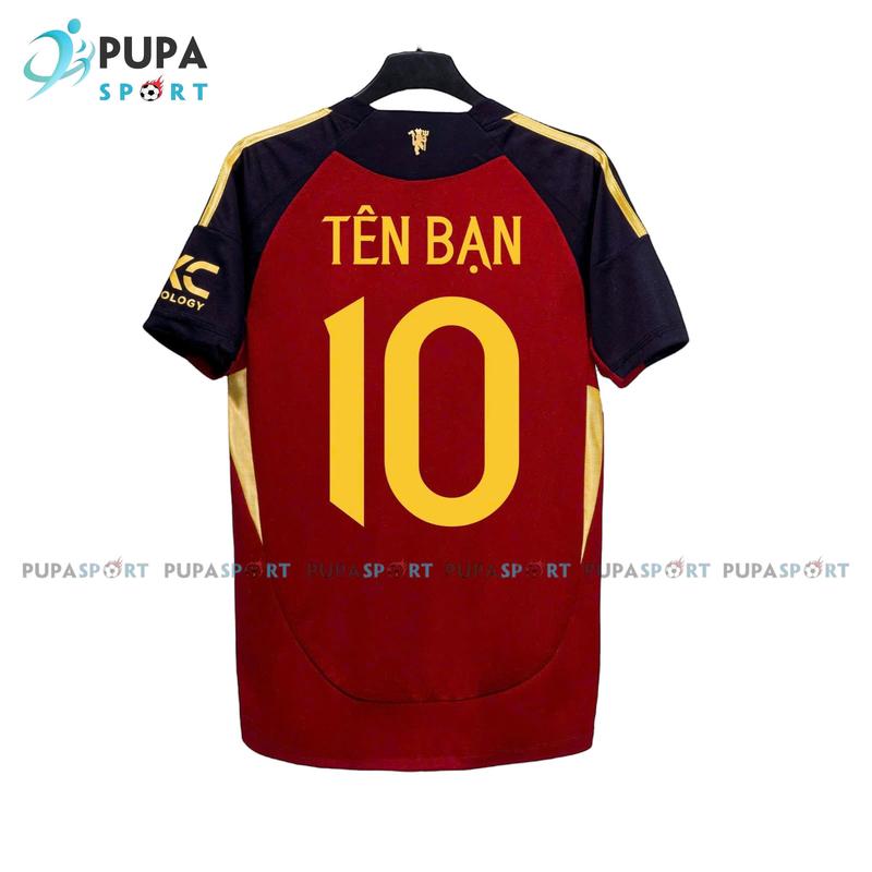 Bộ Đồ Đá Banh Strivend - Clb Mờ U Design 2025 Màu Đỏ Đồng Đen, Vải Mè Hàn Cao Cấp Cho Nam Nữ, Có In Tên  Unisex Sport Top áo  bóng thêu hoa 2