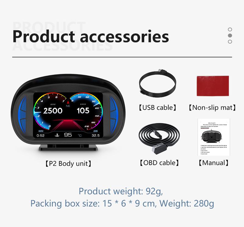 Product Introduction of Majesun P2 Car Digital Speedometer OBD2 GPS HUD Gauge Auto Display Alarm Water Oil Temperature Turbine Pressure on-board Computer 35
