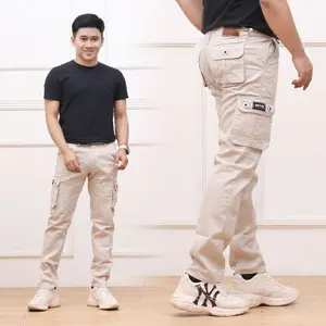 Celana cargo panjang pria original slimfit laki laki murah hitam casual