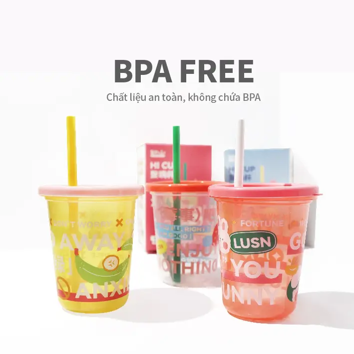 Bộ 3 cốc uống nước cho bé LUSN - Sáng tạo - Cốc nhựa trong 300ml - Heha Vietnam 6