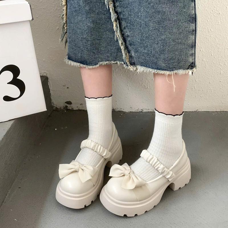 (Chân gầy lùi 1  size ) Giày lolita nữ gắn nơ dế cao 7cm T1224  mã 668