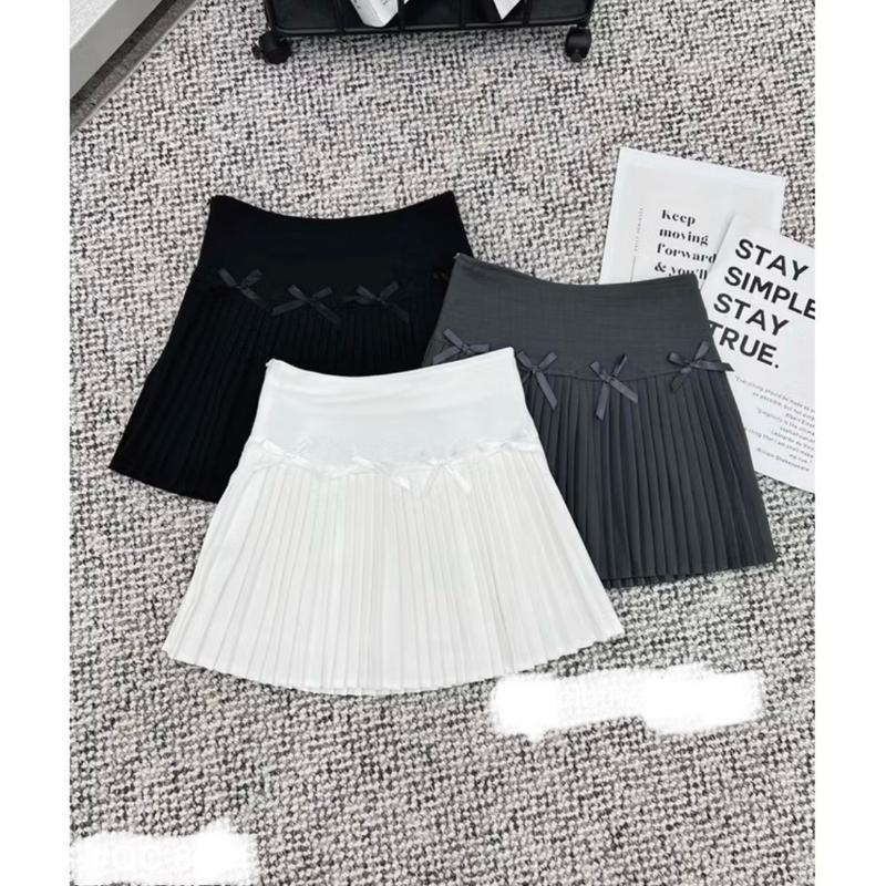 Combo 2 quần short umi cạp cao kéo khoá Nữ Women Quần Đùi. Chân váy xếp ly đính nơ nữ 5