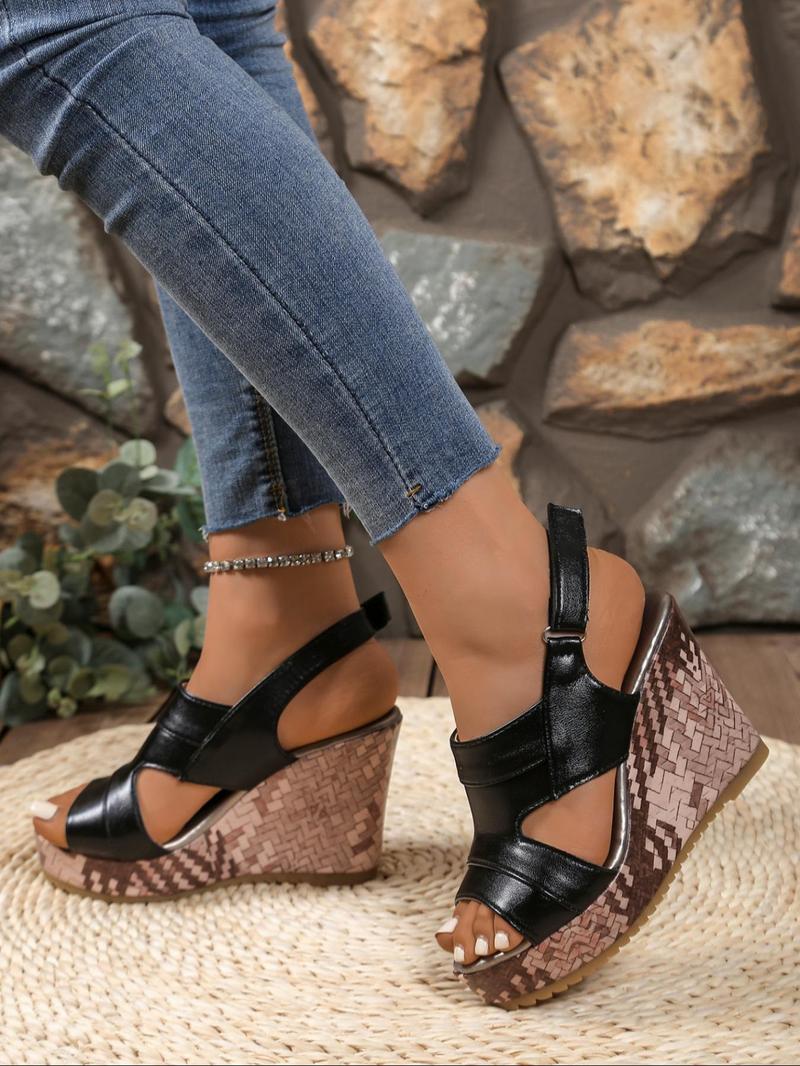 Product Introduction of Women's Fashionable Solid Color Platform Sandals, Casual Comfortable Wedge Sandals for Summer, Female All-match Shoes for Daily Wear, Girl 2
