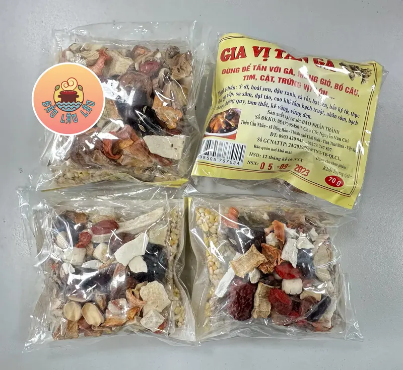 [10 gói x 70g] Gia vị tần Gà Thuốc Bắc thơm ngon, bổ dưỡng - bịch lớn 700g (10 gói x 70g) 0