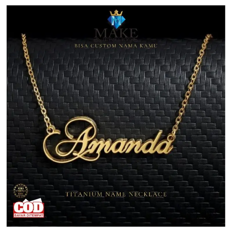 Make Kalung Nama Titanium Custom Nama Gold dan Silver