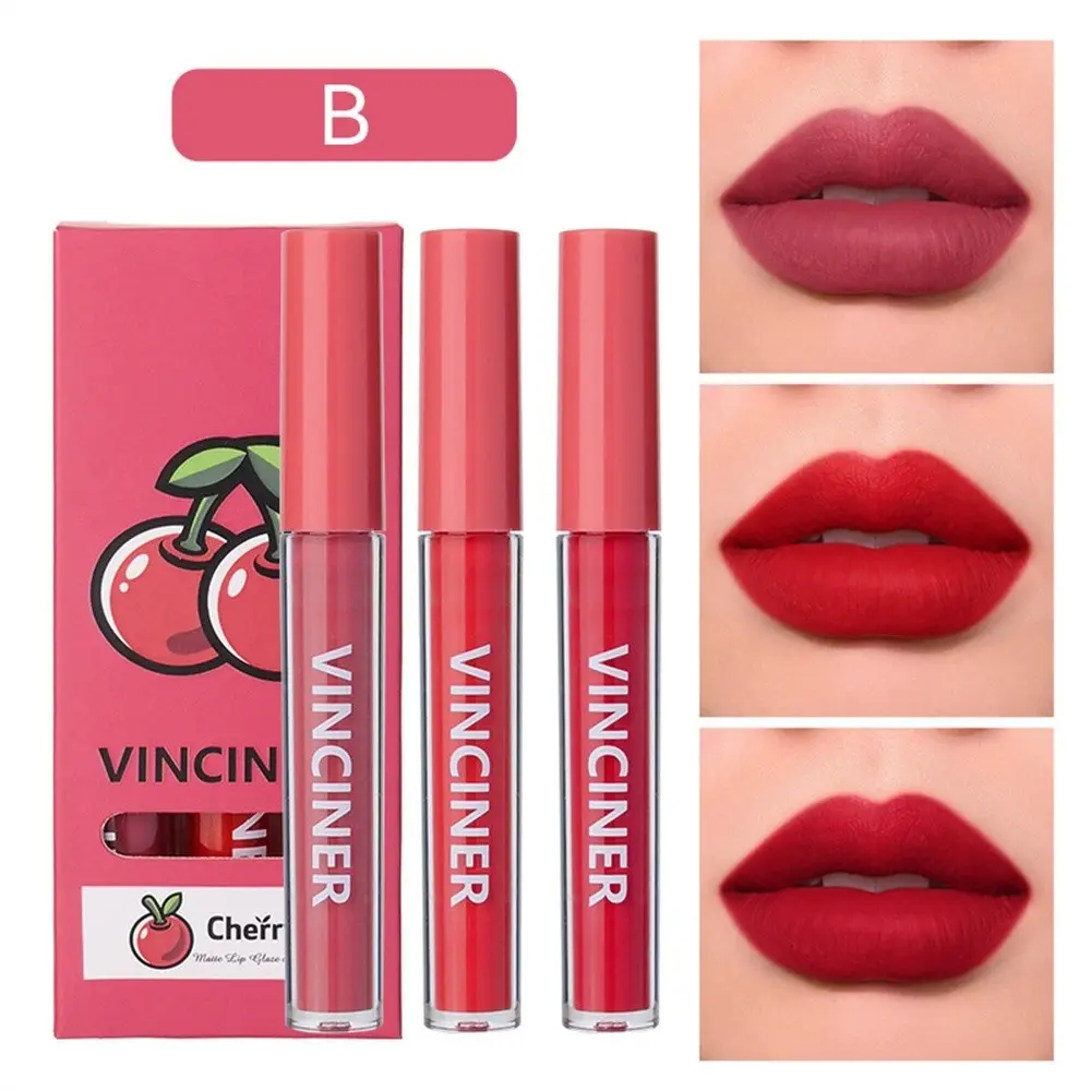 lipstick waterproof long lasting 3PCS Lipstick lip gloss Set Evenly Pigmented Velvet Matte Lip Glaze Set Waterproof Long-lasting Not Easy To Fade Easy To Color
