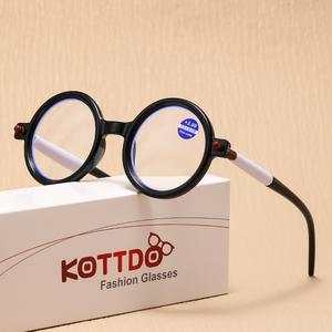 แว่นตาอ่านหนังสือป้องกันแสงสีฟ้า ทรงกลม สำหรับผู้หญิงและผู้ชาย แฟชั่น สไตล์วินเทจ เหมาะสำหรับสายตาสั้นและสายตายาวตามอายุ แว่นตาอ่านหนังสือผู้หญิง