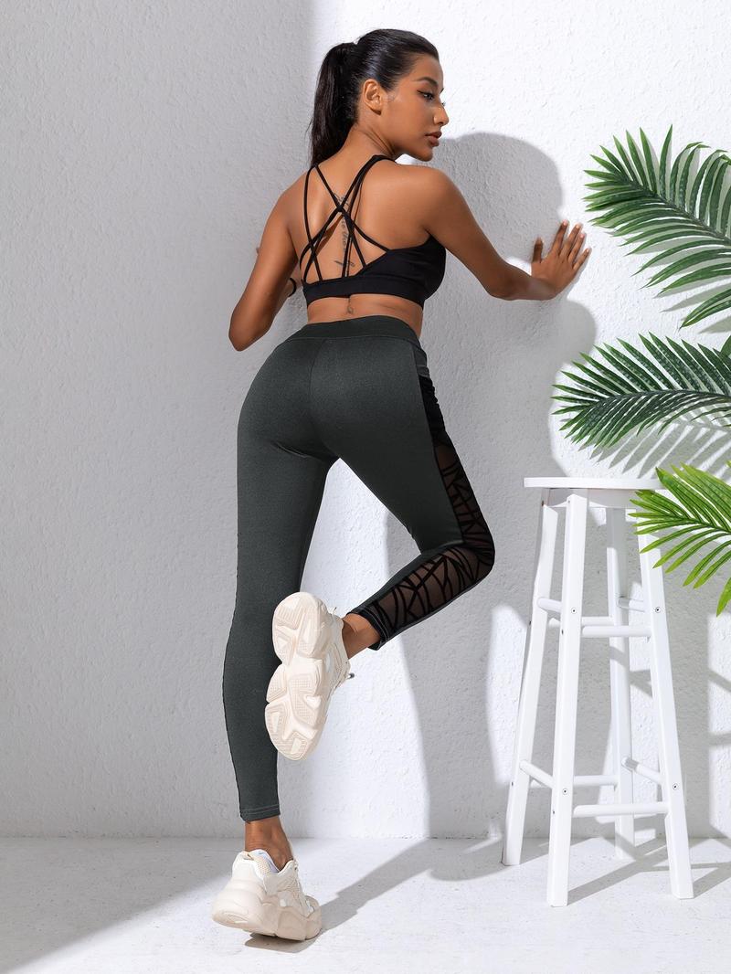 Product Introduction of Women's Summer Basic Contrast Mesh Sheer Pocket High Waisted Sports Tummy Control Forbidden Leggings, Solid Color Breathable Mesh Stitching Gyatt Jeggings, Summer Outfits 2024, Gyat Pants 9