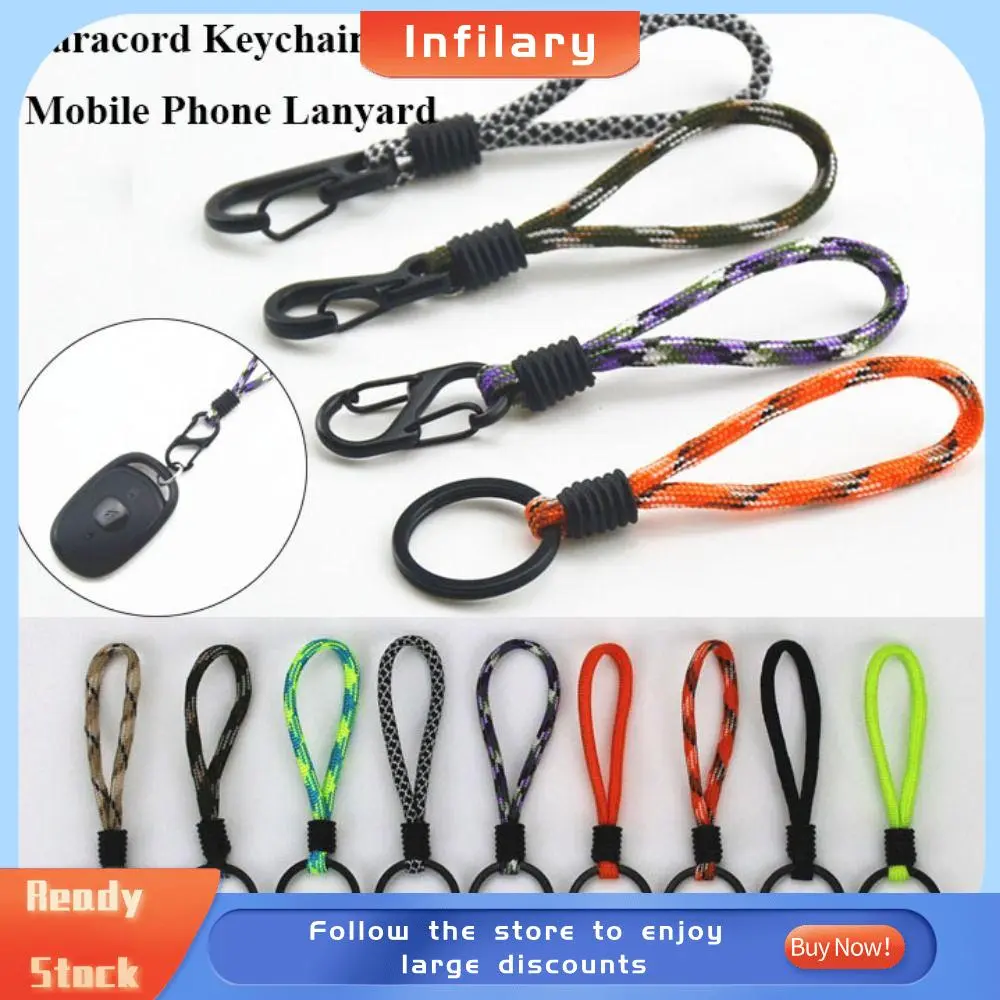 New High Strength Paracord Keychain Buckle Zinc Alloy Anti-loss Mobile Phone Lanyard 16 Styles Emergency Survival Lanyard Outdoor Tool