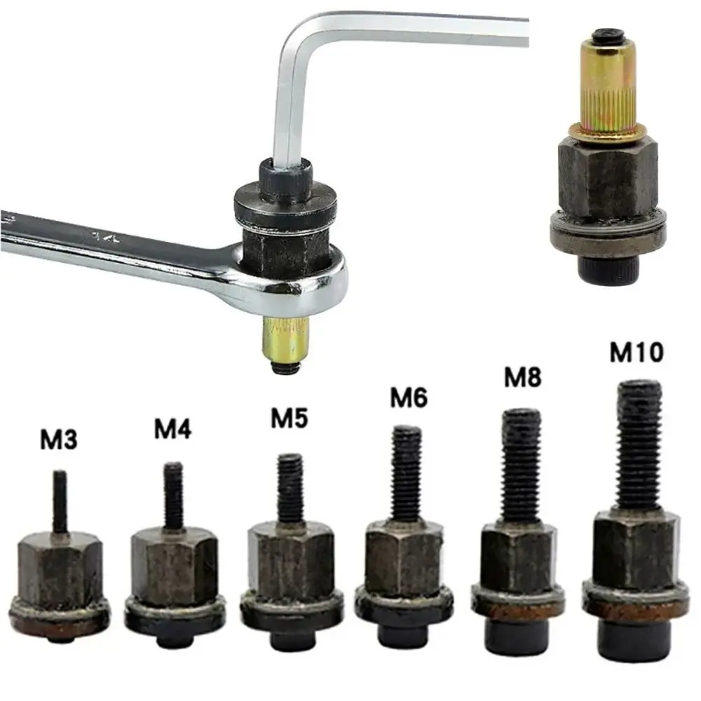 1Pcs New Mandrel Staple Hand Rivet Nut M3 M4 M5 M6 M8 M10 For Rivet Nut Torch Manual Riveter Tool Electric Riveting Adapter Easy Installation Head Rivet Tool Set