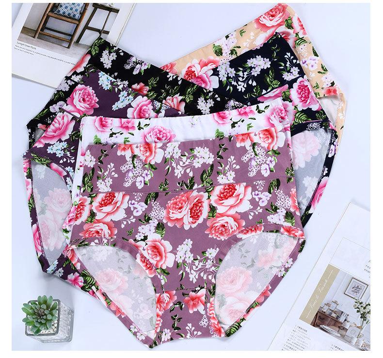 Product Introduction of Women's High Waist Underwear Milk Silk Fabric Soft and Comfortable Close-Fitting Rose Sexy Briefs Hot Sale Panty Womenswear Lady Innerwear 14