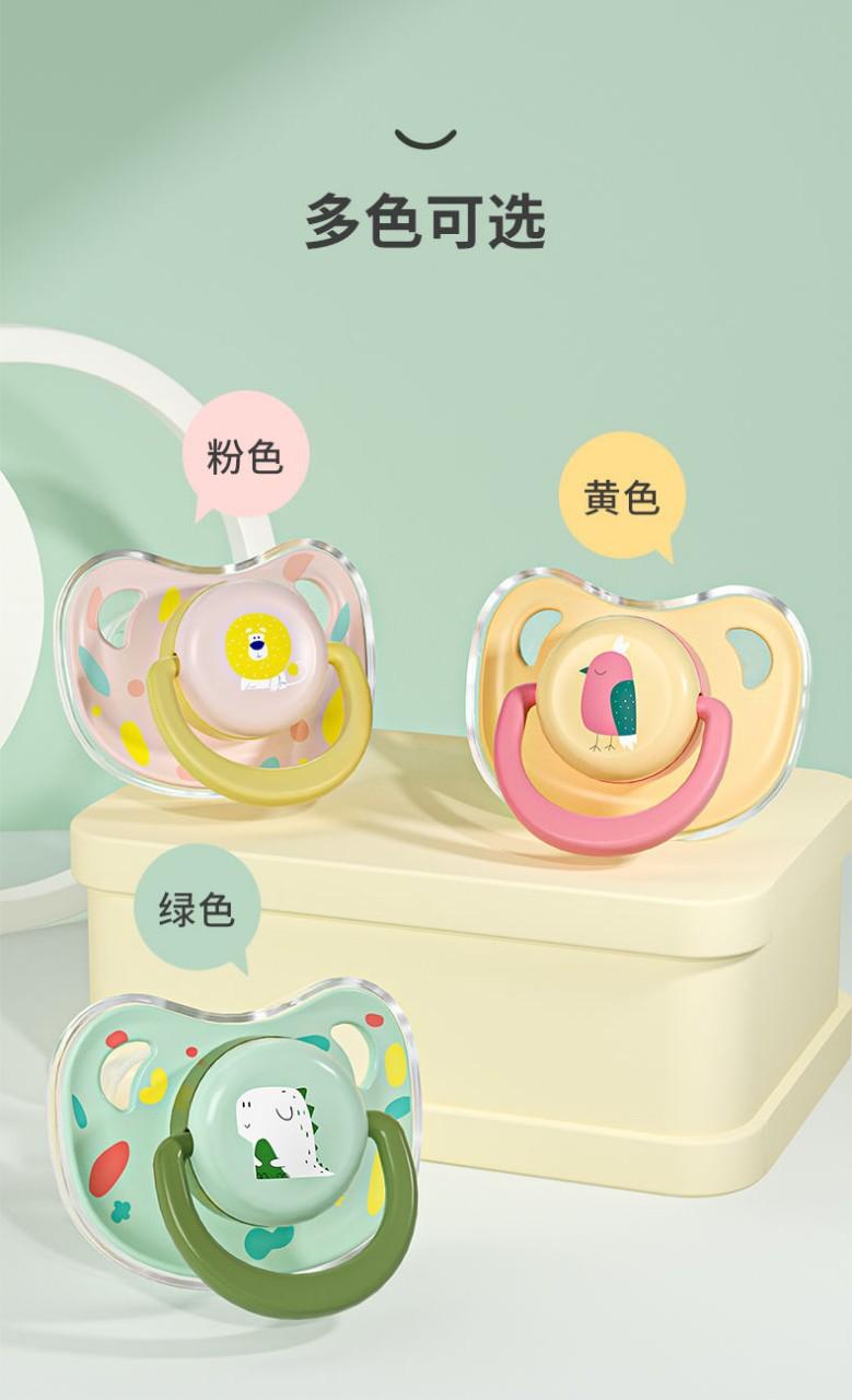 Product Introduction of Baby pacifier 0-6-36 months newborn anti-flatulence sleeping flat head pacifier with dust cover 7