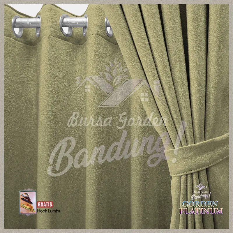 Gorden Jendela Blackout 12 Smokring Tirai Pintu Ruang Tamu T 200 cm Gordyn Kamar Aesthetic Jendela Pendek Platinum 7