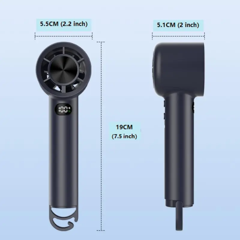 Adjustable Gear Handheld Fan with Built-in Hook, Rechargeable Fan with Digital Display, Portable Cooling Fan for Outdoor, Home, Office 1