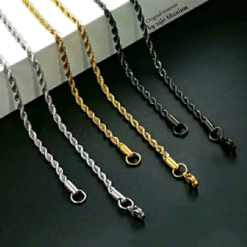 KALUNG TITANIUM RANTAI TAMBANG GOLD KOREA ANTI KARAT