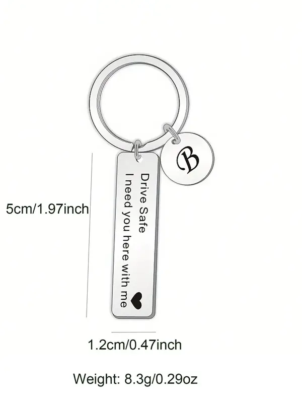 Drive Safe Letter Pattern Keychain, Stainless Steel Keychain for Car Keys, Fashion Accessories for Men & Women, Gift for Him Her Boyfriend Husband 1