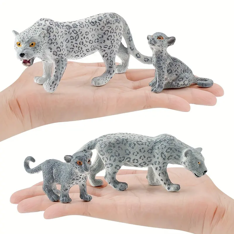 Simulation Snow Leopard Model Toy, 4 Counts/set Desktop Ornament, Action & Toy Figures for Home & Office Decor 2