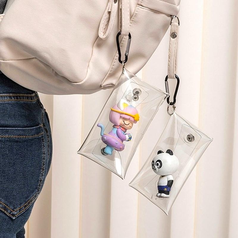 Product Introduction of [QQQ]Mini Anime Doll Display Bag Transparent Coin Purse Keychain Pendant Square Pouch Organizer Key Lipstick Earphone Storage Bag 27