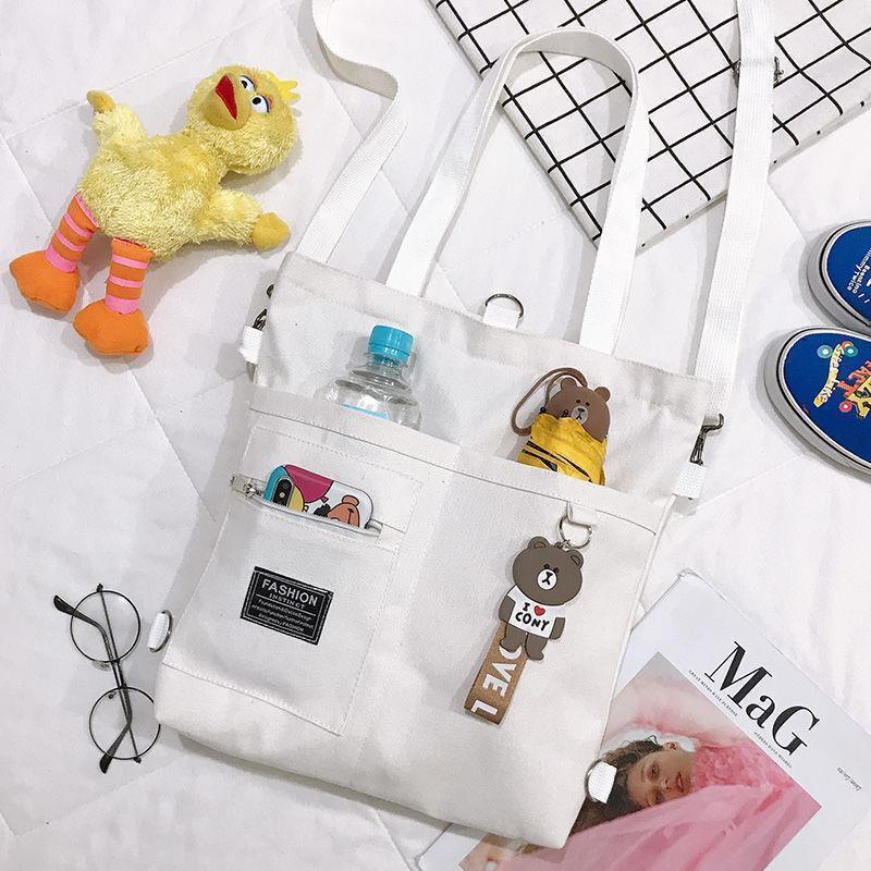 Túi Messenger Nữ Sinh Phong Cách Hàn Quốc, Túi Vải Bố Đeo Vai, Phong Cách Dễ Thương Dễ Phối Đồ Thích Hợp Cho Sinh Viên, Bạn Gái Cùng Phong Cách Túi Xách Bag Tote 8