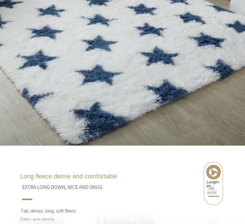Product Introduction of Thảm trải giường hoàn toàn, phong cách Bắc Âu, nâng cấp mềm mại và mịn màng, nhuộm cà vạt, với mô hình len và lụa, thích hợp cho phòng Khách, bàn trà và thảm đầu giường, thảm tóc dài, thảm trang trí đèn lồng, thảm 8