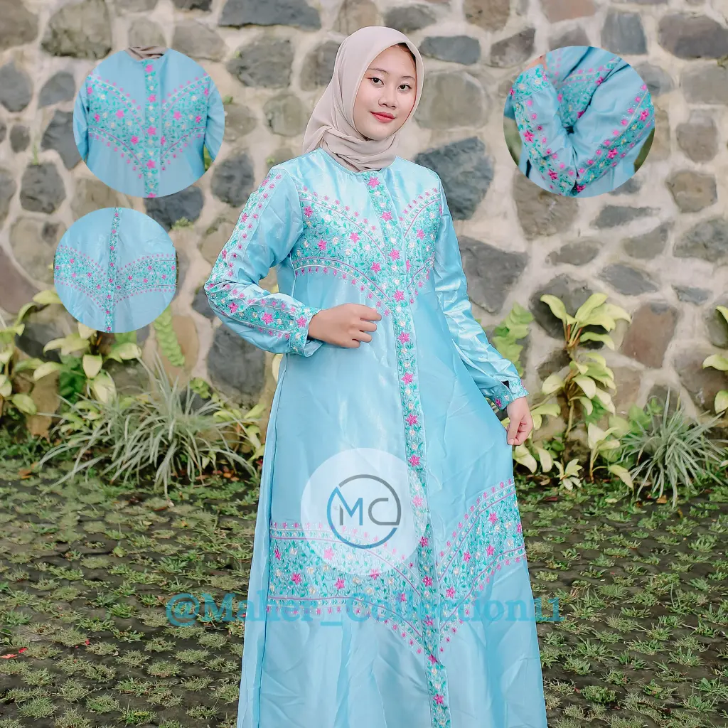 Gamis Bordir Motif Atas Bawah Wana 03