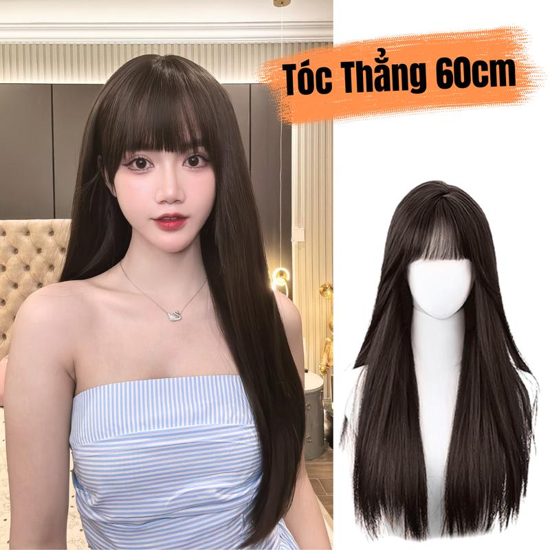 Tóc Giả Nguyên Đầu - Chịu Nhiệt: YD5305 Thẳng Dài 60cm (Kèm Lưới Trùm) Wig Women