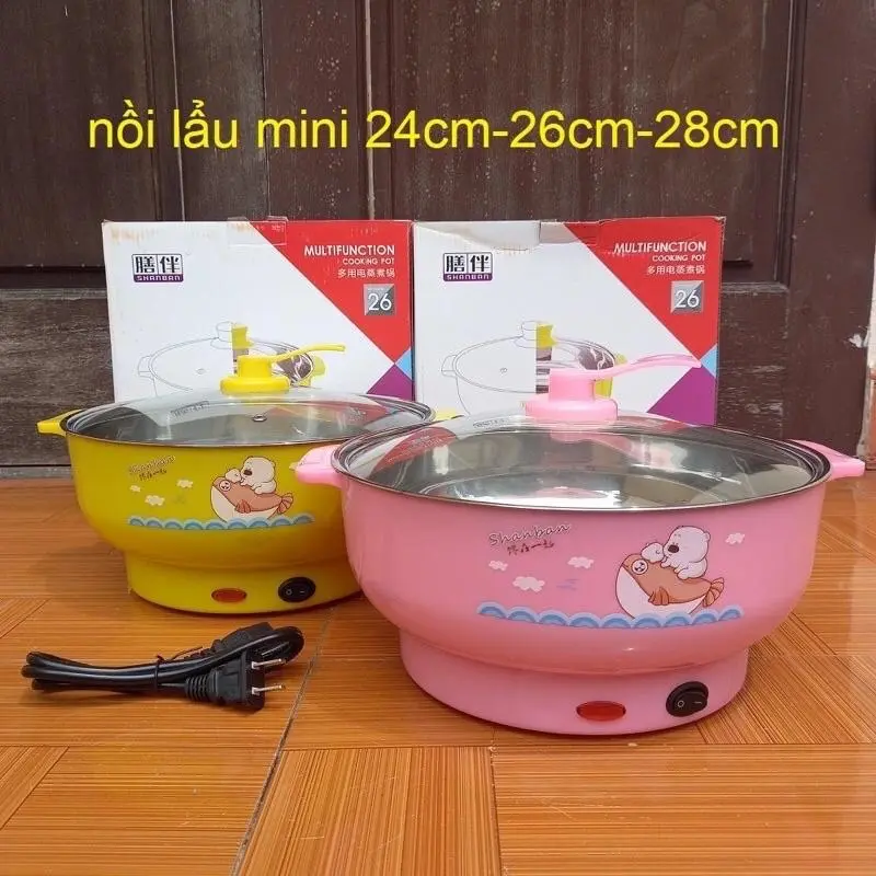 [Siêu Sale] Nồi Lẩu Điện Đa Năng 28cm inox Công Xuất Mạnh Nhanh Nóng, Chiên, Xào, nấu canh,súp.. 1