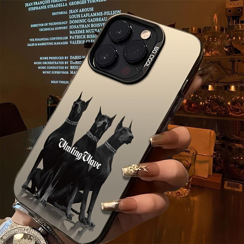 Doberman Dog Pattern Phone Case, Fashion Phone Protective Cover, Phone Accessory Compatible with iPhone 16 Pro Max 15 14 13 12 11, Casing 1