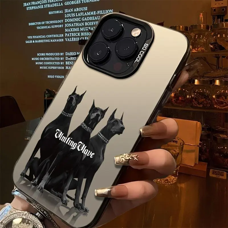 Doberman Dog Pattern Phone Case, Fashion Phone Protective Cover, Phone Accessory Compatible with iPhone 16 Pro Max 15 14 13 12 11, Casing 1