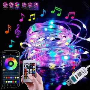 20M 200LED Lampu Rgb Lampu Strip Berubah Warna LED Strip Lampu Hias Tahan Air Outdoor Indoor Led Strip Sensor Music Bluetooth Remote RGB Wireless