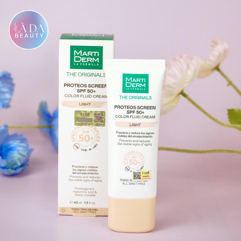 [CÔNG TY] Kem Chống Nắng Nâng Tone MartiDerm The Originals Proteos Screen SPF50+ Color Fluid Cream (Light) (40ml)