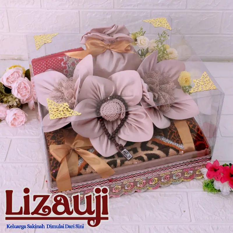 mahar pernikahan/Mahar nikah seperangkat alat sholat bunga tiga satin/mahar mukena satin/hantaran/seserahan Mukena 5