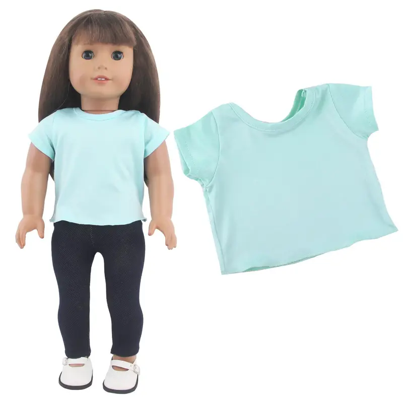 Solid Color Short Sleeve T-shirt for 18 Inch Doll, 1 Count Short Sleeve T-shirt, Fashionable Doll Accessories for Girls, Doll Accessories for Kids, Doll Clothes for Girls 3