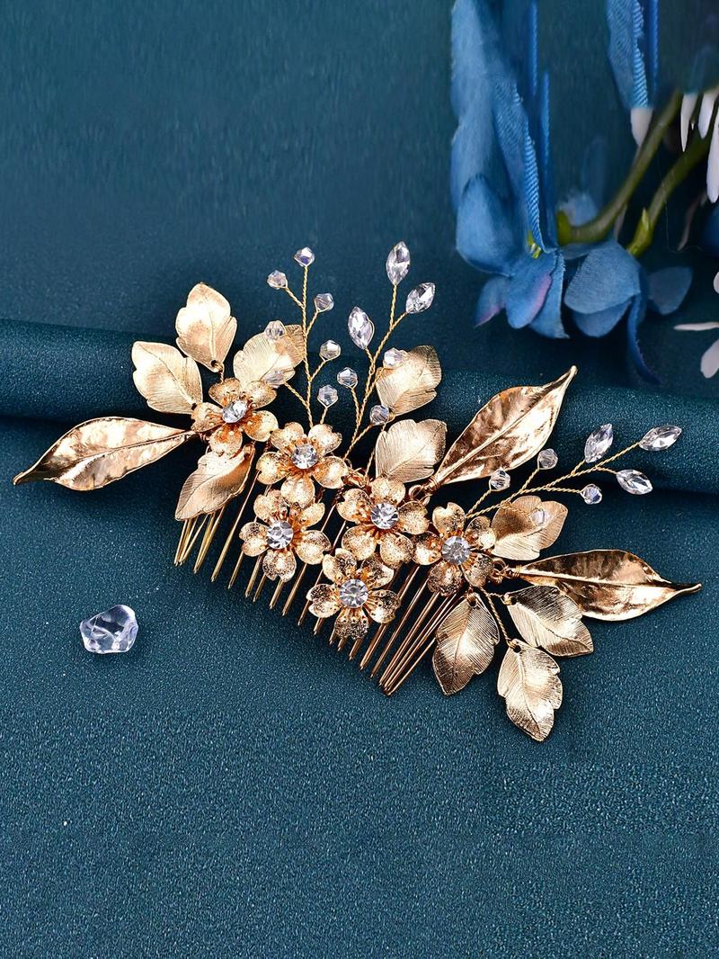 Product Introduction of Elegant Style Artificial Crystal & Flower & Leaf Design Hair Pin,  Exquisite Trendy Hair Pin, Chic Hair Accessories for Wedding Banquet  Party 13