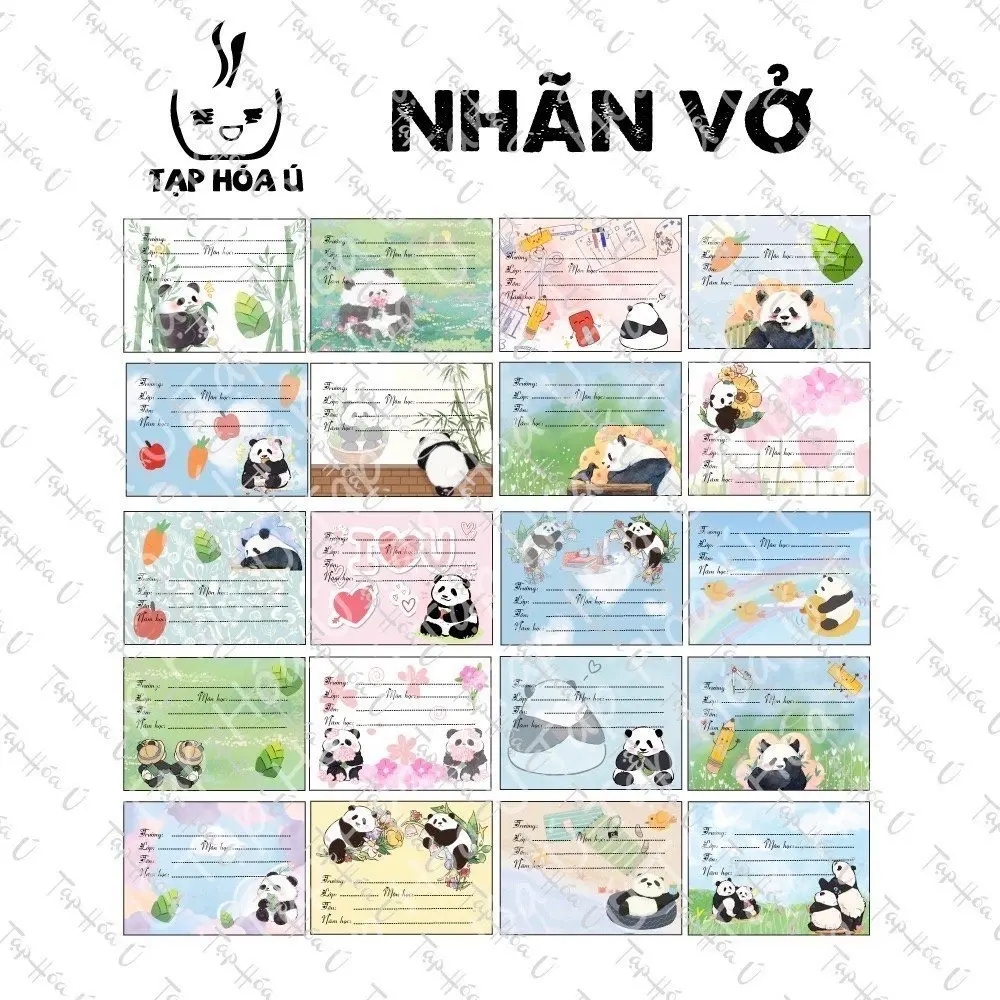NHÃN VỞ GẤU TRÚC CUTE DỄ THƯƠNG ĐÁNG YÊU DÙNG DÁN TÊN TẬP, SÁCH ĐI HỌC