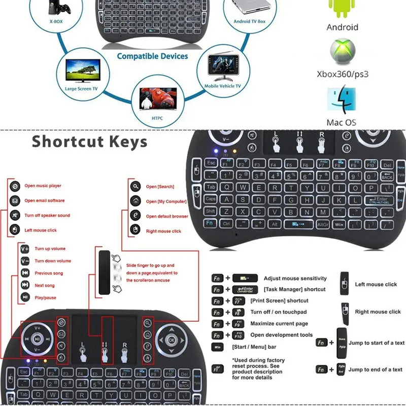 i8 Wireless Mini Keyboard TouchPad Mouse 2.4G Handheld PC Android TV komputer laptop gaming 4