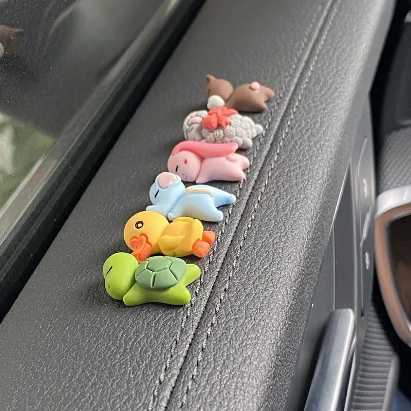6PCS Car Cute Animals Decorations Vehicle Rearview Mirror Automotive Decoration Bear SUV Dashboard Ornaments