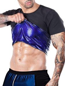 メンズスウェットサウナTシャツ、アスレチックショートスリーブTシャツ、減量ワークアウトスリミングボディシェイパー、フィットネスウエストトレーナー、メンズシェイプウェア、ジムウェア